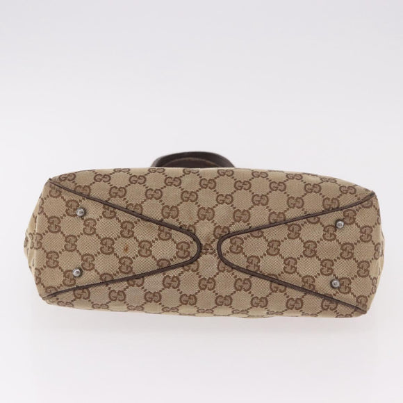 GUCCI GG Canvas Hand Bag Beige Silver 113019 Auth gh2187
