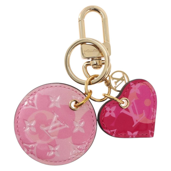 LOUIS VUITTON Vernis Porte Cles Valentine Heart Charm Pink M00268 Auth gh2188M