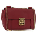 Chloe Elsie Hand Bag Leather Red Gold Auth gh2189A-1