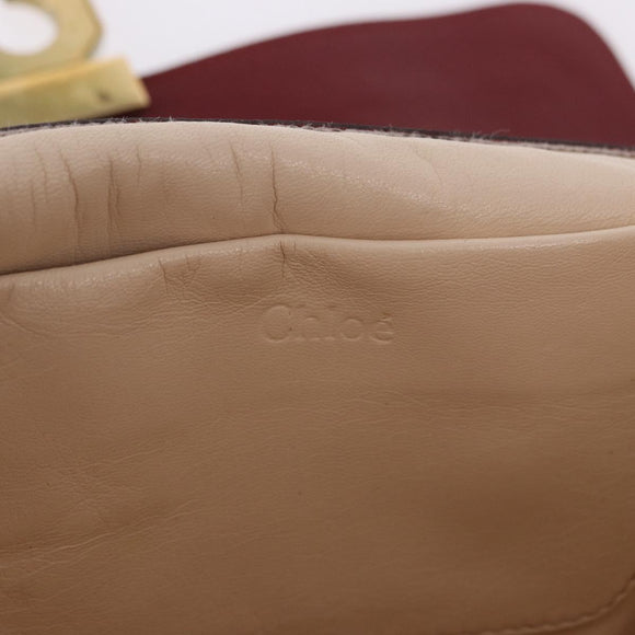 Chloe Elsie Hand Bag Leather Red Gold Auth gh2189A