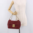 Chloe Elsie Hand Bag Leather Red Gold Auth gh2189A-22