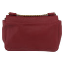Chloe Elsie Hand Bag Leather Red Gold Auth gh2189A-3