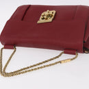 Chloe Elsie Hand Bag Leather Red Gold Auth gh2189A-6