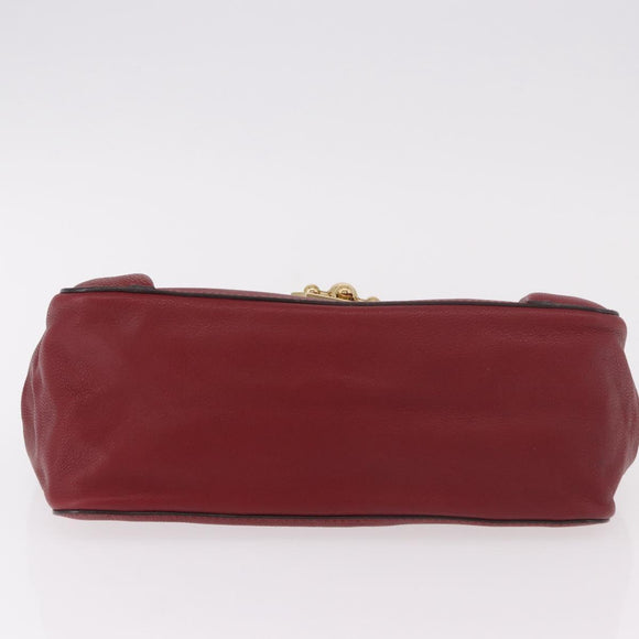 Chloe Elsie Hand Bag Leather Red Gold Auth gh2189A
