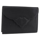 SAINT LAURENT Clutch Bag Leather Black Gold Auth gh2190-1