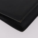 SAINT LAURENT Clutch Bag Leather Black Gold Auth gh2190-15