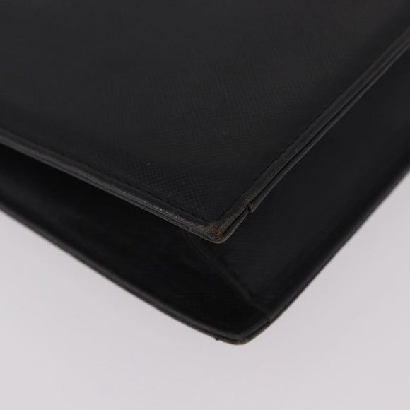 SAINT LAURENT Clutch Bag Leather Black Gold Auth gh2190
