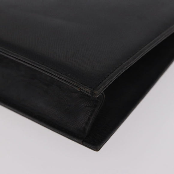 SAINT LAURENT Clutch Bag Leather Black Gold Auth gh2190