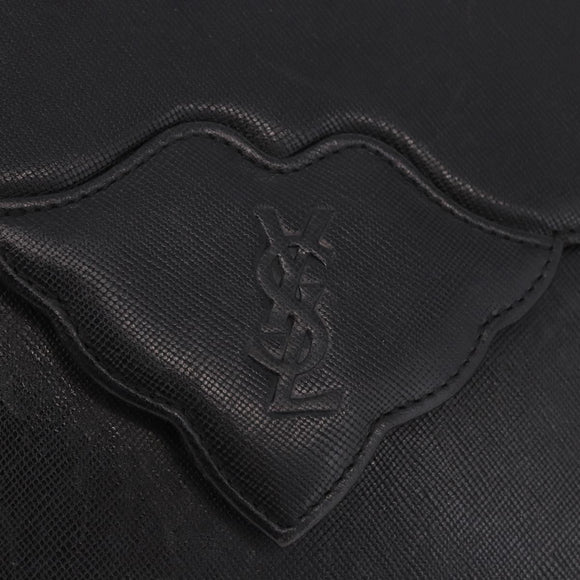 SAINT LAURENT Clutch Bag Leather Black Gold Auth gh2190