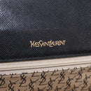 SAINT LAURENT Clutch Bag Leather Black Gold Auth gh2190-17