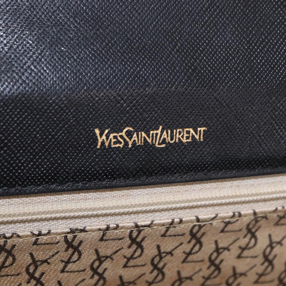 SAINT LAURENT Clutch Bag Leather Black Gold Auth gh2190