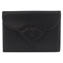 SAINT LAURENT Clutch Bag Leather Black Gold Auth gh2190-13