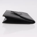 SAINT LAURENT Clutch Bag Leather Black Gold Auth gh2190-3