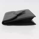 SAINT LAURENT Clutch Bag Leather Black Gold Auth gh2190-4