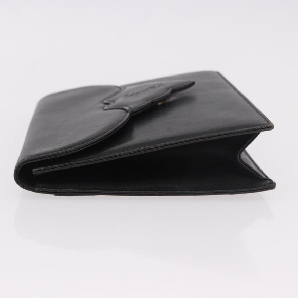 SAINT LAURENT Clutch Bag Leather Black Gold Auth gh2190