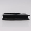 SAINT LAURENT Clutch Bag Leather Black Gold Auth gh2190-6