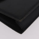 SAINT LAURENT Clutch Bag Leather Black Gold Auth gh2190-7