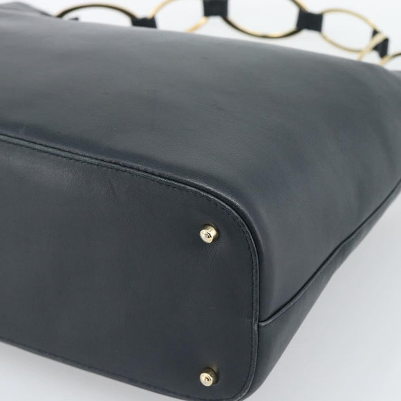 GUCCI Shoulder Bag Leather Navy Gold 001 1998 1805 Auth gh2191