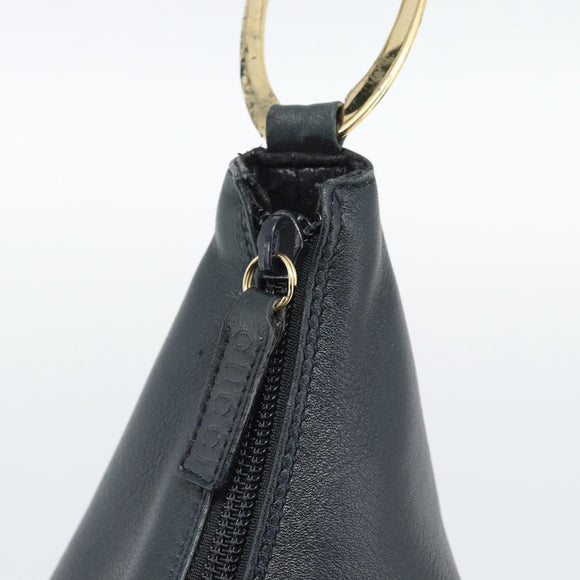 GUCCI Shoulder Bag Leather Navy Gold 001 1998 1805 Auth gh2191