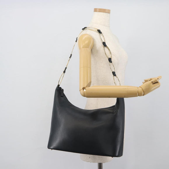 GUCCI Shoulder Bag Leather Navy Gold 001 1998 1805 Auth gh2191