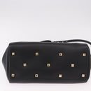 Salvatore Ferragamo Gancini Studio Bag Leather 2way Black Gold Auth gh2193V-5