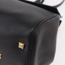 Salvatore Ferragamo Gancini Studio Bag Leather 2way Black Gold Auth gh2193V-16