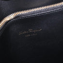 Salvatore Ferragamo Gancini Studio Bag Leather 2way Black Gold Auth gh2193V-20