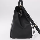 Salvatore Ferragamo Gancini Studio Bag Leather 2way Black Gold Auth gh2193V-4