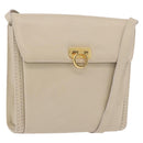 Salvatore Ferragamo Gancini Shoulder Bag Leather Ivory Gold Auth gh2195-1