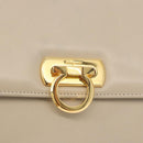 Salvatore Ferragamo Gancini Shoulder Bag Leather Ivory Gold Auth gh2195-18