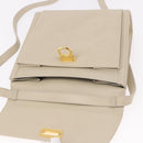 Salvatore Ferragamo Gancini Shoulder Bag Leather Ivory Gold Auth gh2195-19