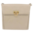 Salvatore Ferragamo Gancini Shoulder Bag Leather Ivory Gold Auth gh2195-13
