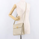 Salvatore Ferragamo Gancini Shoulder Bag Leather Ivory Gold Auth gh2195-24