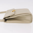 Salvatore Ferragamo Gancini Shoulder Bag Leather Ivory Gold Auth gh2195-5