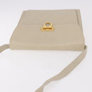 Salvatore Ferragamo Gancini Shoulder Bag Leather Ivory Gold Auth gh2195-7