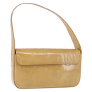 CARTIER Hand Bag Patent leather Beige Silver Auth gh2196A-1