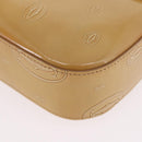 CARTIER Hand Bag Patent leather Beige Silver Auth gh2196A-14