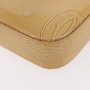 CARTIER Hand Bag Patent leather Beige Silver Auth gh2196A-16