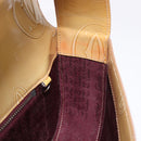 CARTIER Hand Bag Patent leather Beige Silver Auth gh2196A-18