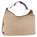 Salvatore Ferragamo Gancini Shoulder Bag Canvas Beige Gold Auth gh2197-1