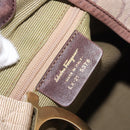 Salvatore Ferragamo Gancini Shoulder Bag Canvas Beige Gold Auth gh2197-16