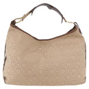 Salvatore Ferragamo Gancini Shoulder Bag Canvas Beige Gold Auth gh2197-2