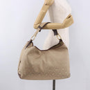 Salvatore Ferragamo Gancini Shoulder Bag Canvas Beige Gold Auth gh2197-22