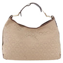Salvatore Ferragamo Gancini Shoulder Bag Canvas Beige Gold Auth gh2197-3