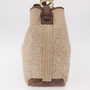 Salvatore Ferragamo Gancini Shoulder Bag Canvas Beige Gold Auth gh2197-5