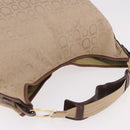 Salvatore Ferragamo Gancini Shoulder Bag Canvas Beige Gold Auth gh2197-6