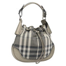 BURBERRY Nova Check Shoulder Bag Canvas Gray Silver Auth gh2198A-1