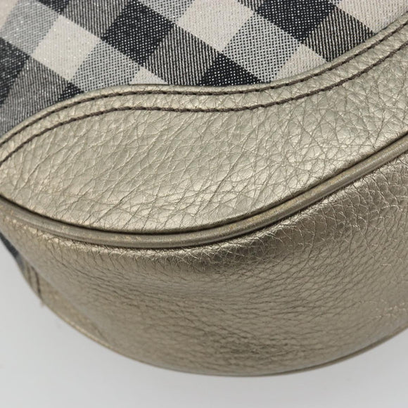 BURBERRY Nova Check Shoulder Bag Canvas Gray Silver Auth gh2198A