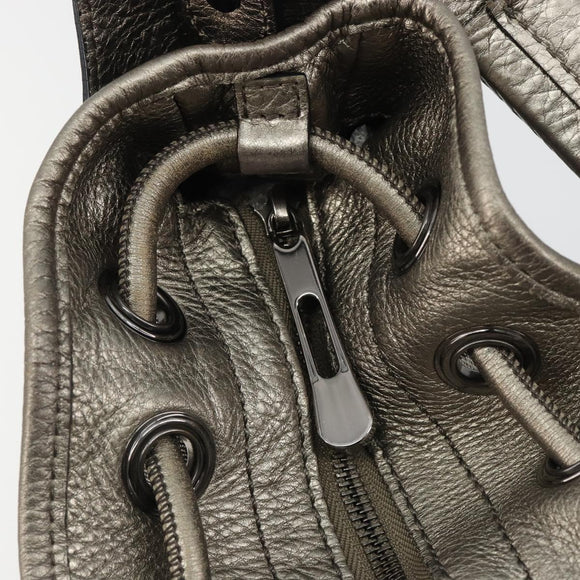 BURBERRY Nova Check Shoulder Bag Canvas Gray Silver Auth gh2198A