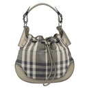 BURBERRY Nova Check Shoulder Bag Canvas Gray Silver Auth gh2198A-13